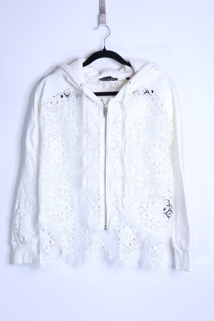 THE KOOPLES Ecru Lace Sweatshirt Zip Up Sport Hoodie Women's 1/US 4