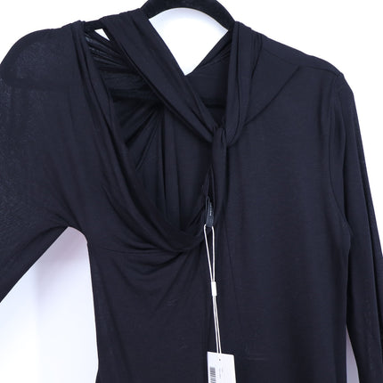 HELMUT LANG Asymmetric Mini Dress NWT Black Twisted Long Sleeve Women's M