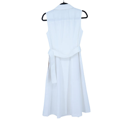 Lafayette 148 Stretch Twill Belted Shirtdress Sea Salt White Midi Women's XS
