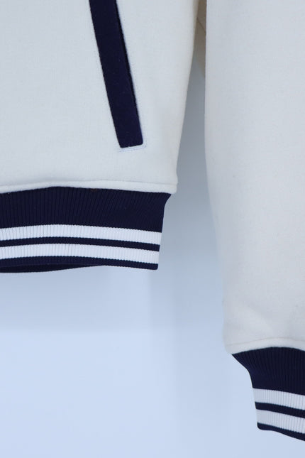 SERGIO TACCHINI Marisa Varsity Jacket Gardenia White Navy Wool Blend Women's S