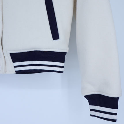 SERGIO TACCHINI Marisa Varsity Jacket Gardenia White Navy Wool Blend Women's S