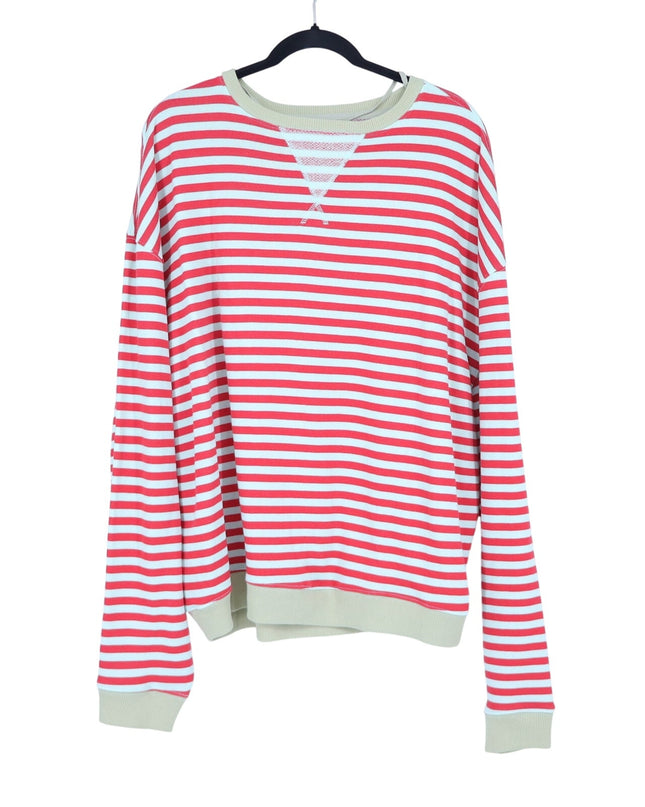 We The Free Stripe Oversized Pullover Sweatshirt Cherry Combo NWT Crew Women's S