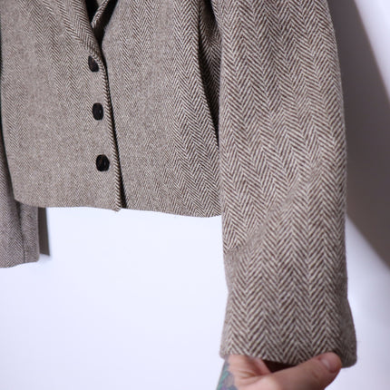 BA&SH Blanche Blazer Beige Cropped Long Sleeves Lady Jacket Women's 1/US 4