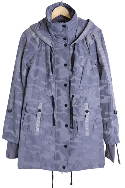 BLANC NOIR Hooded Water Resistance Anorak Jacket Gray Camo Women's M