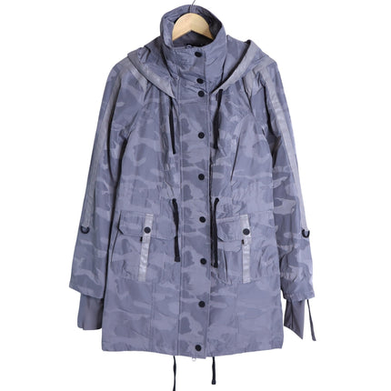 BLANC NOIR Hooded Water Resistance Anorak Jacket Gray Camo Women's M