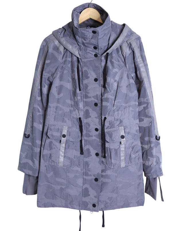 BLANC NOIR Hooded Water Resistance Anorak Jacket Gray Camo Women's M