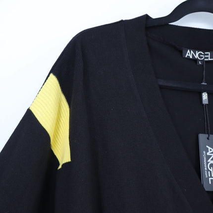 Angel Striped Button Cardigan Sweater Black NWT Multicolor Long Sleeve Women's L