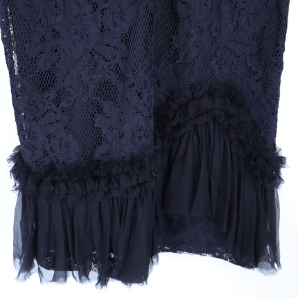 ALEXIS Anabella Lace Sheath Dress Black Long Sleeve Ruffle Knee Length Women's M