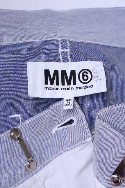 MAISON MARTIN MARGIELA MM6 Patchwork Linen Shorts Blue Casual Women's 38/US 6