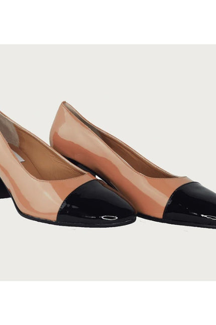 ANDREA CARRANO Francesca Pump Cognac Black Patent Leather $395 Women's 36/US 5