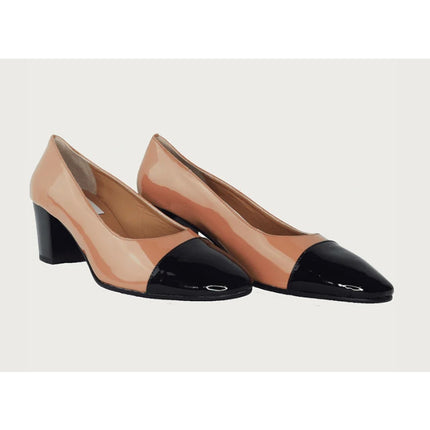 ANDREA CARRANO Francesca Pump Cognac Black Patent Leather $395 Women's 36/US 5