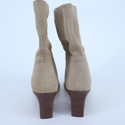 Zara Suede Heeled Boots Tan Soft Split Pointed Toe Women's 40/US 9