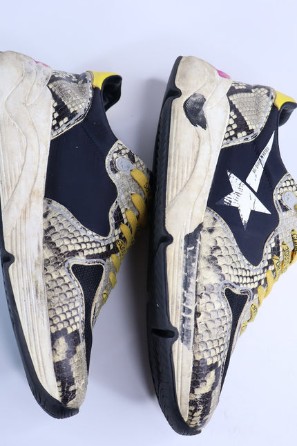 GOLDEN GOOSE Running Sole Sneaker Natural Snake Print and White Star Women's 40