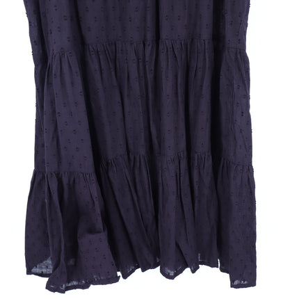 Mille Esme Midi Dress Black Textured Cotton Swiss Dot Tassel Tie Women's XS