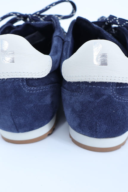 LARROUDE Stella Sneakers Navy Suede and Ivory Leather Low Top Women's 9