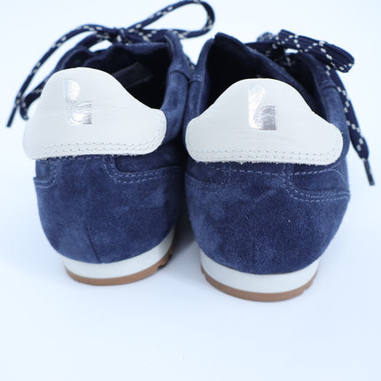 LARROUDE Stella Sneakers Navy Suede and Ivory Leather Low Top Women's 9