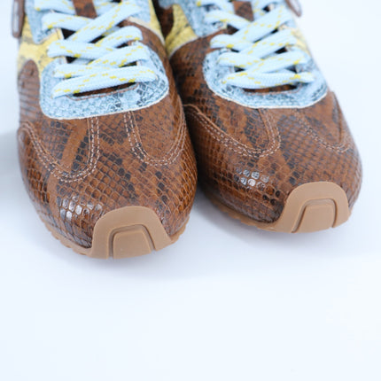 Larroude Stella Mule Sneakers Python Printed Leather Brown Lace Up Women's 6.5