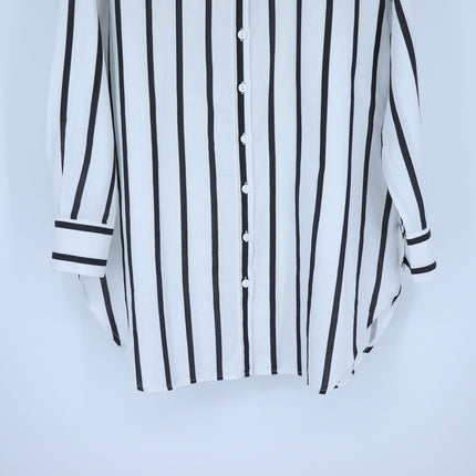 Sea Level Swim Corfu Stripe Shirt White Black Oversized Resortwear Women's XS