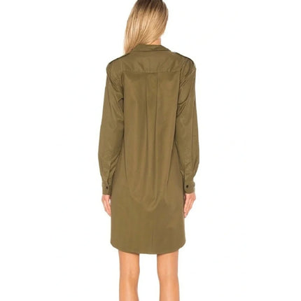 Rag & Bone The Mason Shirt Dress Dark Olive Button Front Mini Women's S