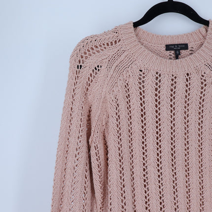 Rag & Bone Adrienne Crewneck Sweater Rose Dust Open Stitch Pullover Women's XS