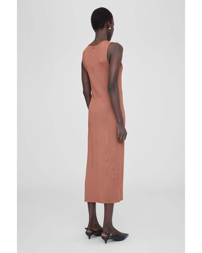 ANINE BING Savannah Dress Terracotta Waffle Midi Sleeveless Women's S