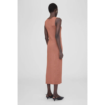 ANINE BING Savannah Dress Terracotta Waffle Midi Sleeveless Women's S
