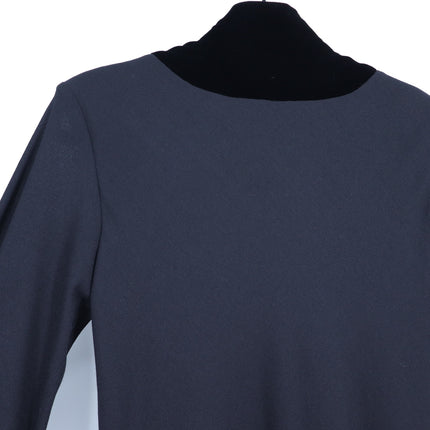 Yves Saint Laurent VTG Dress Black Summer Wool Velvet Button Neck Womens 38/US 6