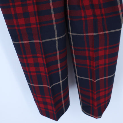 Zara Basic Plaid Skinny Trouser Red and Navy NWT Split Hem Pant Women's XS