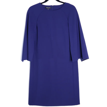 LAFAYETTE 148 Navy Blue Cape Dress Short Sleeve Round Neck Women's LP
