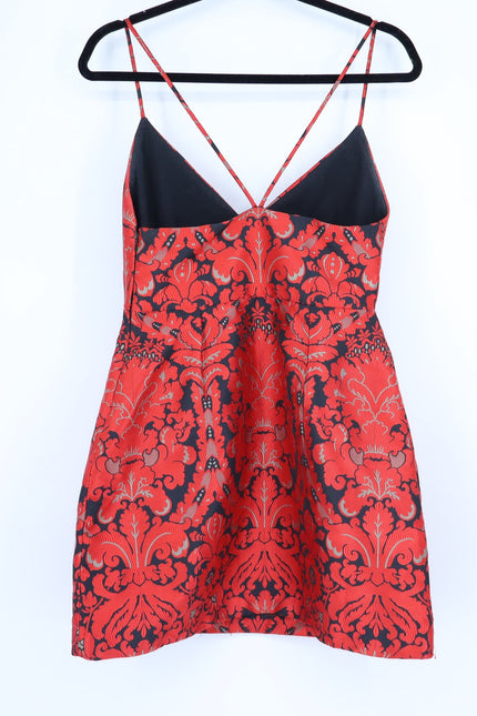 FREE PEOPLE Queen of Hearts Brocade Mini Dress Red and Black Women's 6