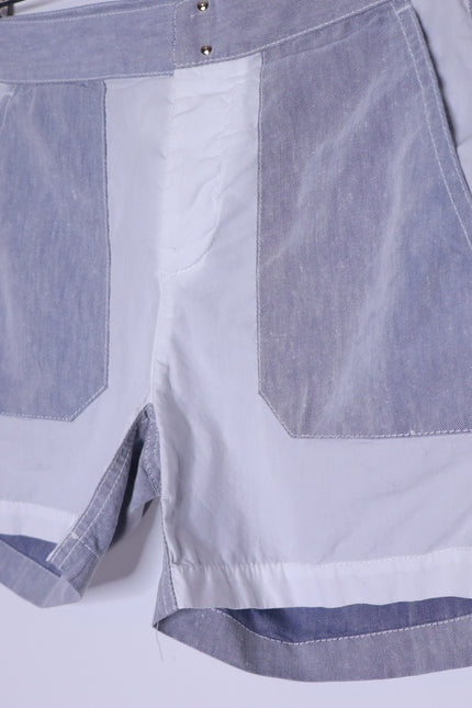 MAISON MARTIN MARGIELA MM6 Patchwork Linen Shorts Blue Casual Women's 38/US 6