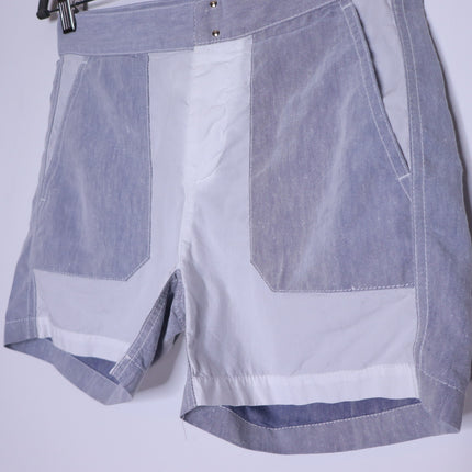 MAISON MARTIN MARGIELA MM6 Patchwork Linen Shorts Blue Casual Women's 38/US 6