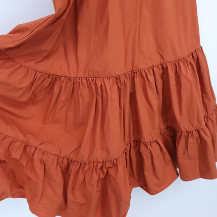 Cara Cara One Shoulder Tiered Maxi Dress Burnt Orange Cotton Women's S