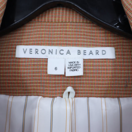 Veronica Beard Amadi Dickey Jacket Chai Orange Microplaid One Button Women's 6