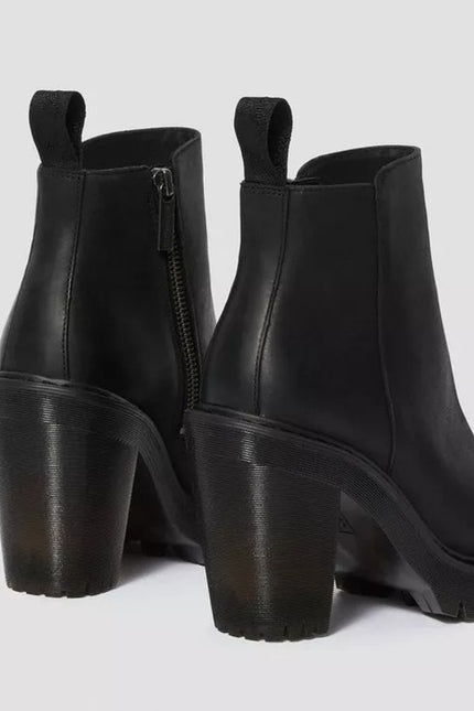DR. MARTENS Magdalena Leather Heeled Ankle Boot Black Women's 8