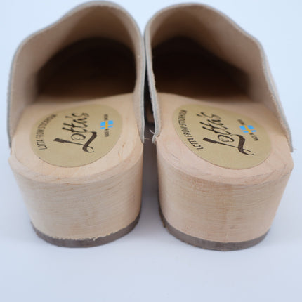 Lotta from Stockholm Swedish Clog Oatmeal Wood Nubuck Leather Women's 40/US 9