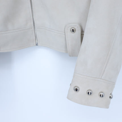 Rails Zeta Studded Jacket Taupe Goat Suede Leather Zip Up Women's S