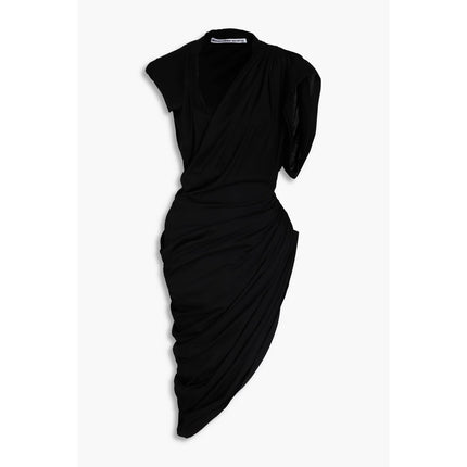 Alexander Wang Asymmetric Draped Dress Black NWT Cotton Jersey Women's 2