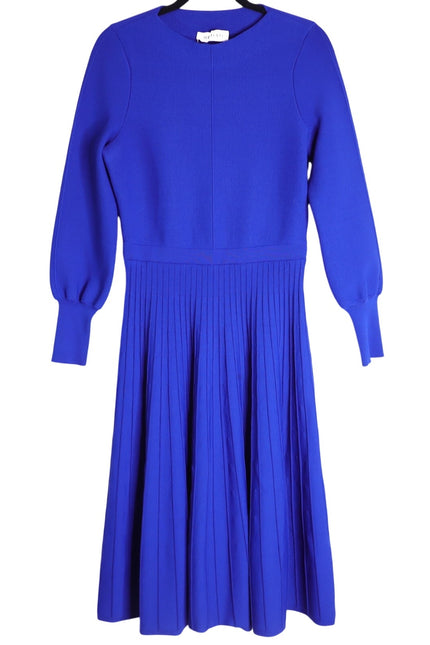 THE FOLD Kinnerton Knitted Dress Cobalt Blue Long Sleeve Knee Length Women's M