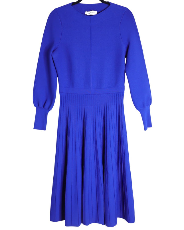 THE FOLD Kinnerton Knitted Dress Cobalt Blue Long Sleeve Knee Length Women's M