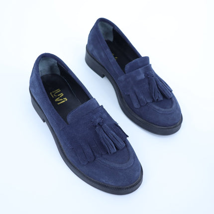 FOREVER & ALWAYS Milly Suede Loafer Navy Tassled Slip On Women's 36/US 5.5