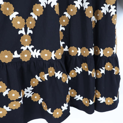 SEZANE Blandina Dress Black and Floral Ecru Embroidery Women's 40/US 8