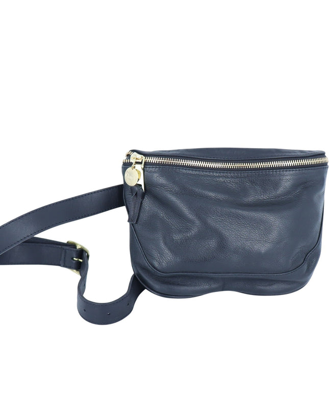 Clare V. Leather Fanny Pack Black and Gold Adjustable ORIGINAL Belt Bag