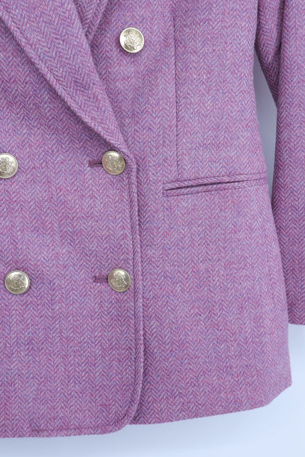 J. CREW Bristol Herringbone Wool Blazer Lilac Double Breasted Women's 00