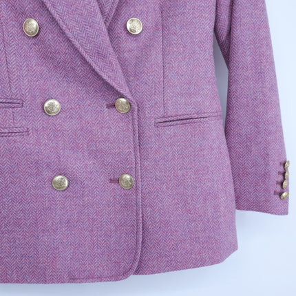 J. CREW Bristol Herringbone Wool Blazer Lilac Double Breasted Women's 00