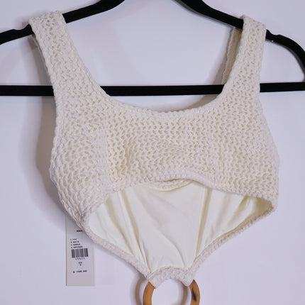 MONTCE Crochet Ky One Piece Swimsuit NWT Bone White Summer Women's S
