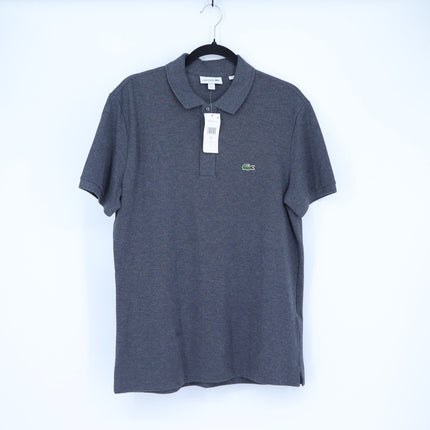 Lacoste Slim Fit Polo Shirt Flamed Gray Cotton Pique Short Sleeve Men's L
