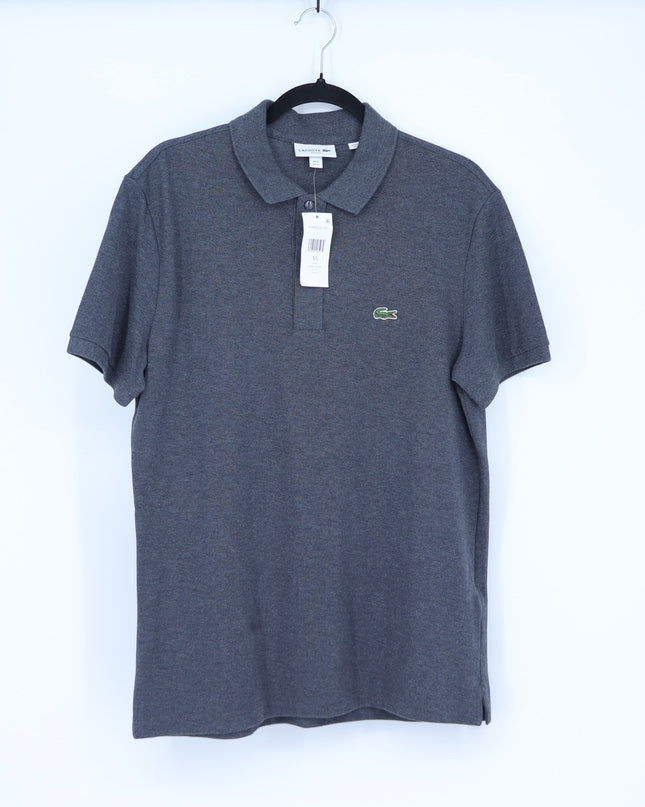 Lacoste Slim Fit Polo Shirt Flamed Gray Cotton Pique Short Sleeve Men's L