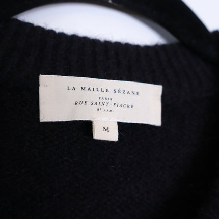 SEZANE Sacha Sweater Vest Cardigan Black w/ Gold Button Wool Blend Women's M