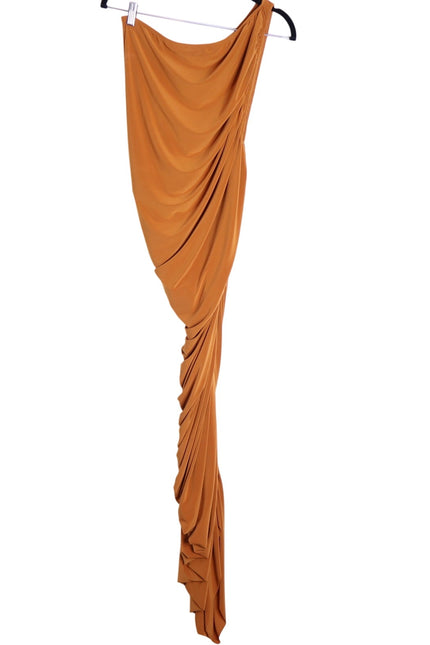 NORMA KAMALI Diana Ruched Gown Cinnamon Orange Midi Dress Women's L/40